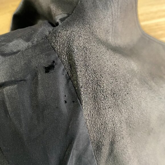 Vince Moto Vest Jacket Leather Black Solid Zip Women's XS Flawed - Picture 7 of 10